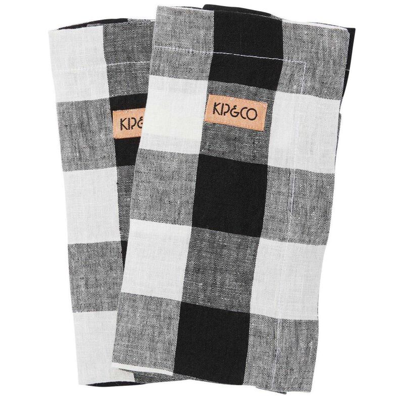 Kip&Co Black & White Gingham Linen 4P Napkin Set image number 0